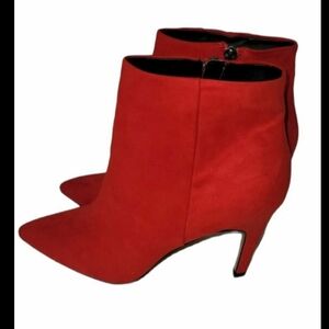 Women's Faux Suede Ankle Booties 9.5Lord & Taylor Design Lab Red Heels